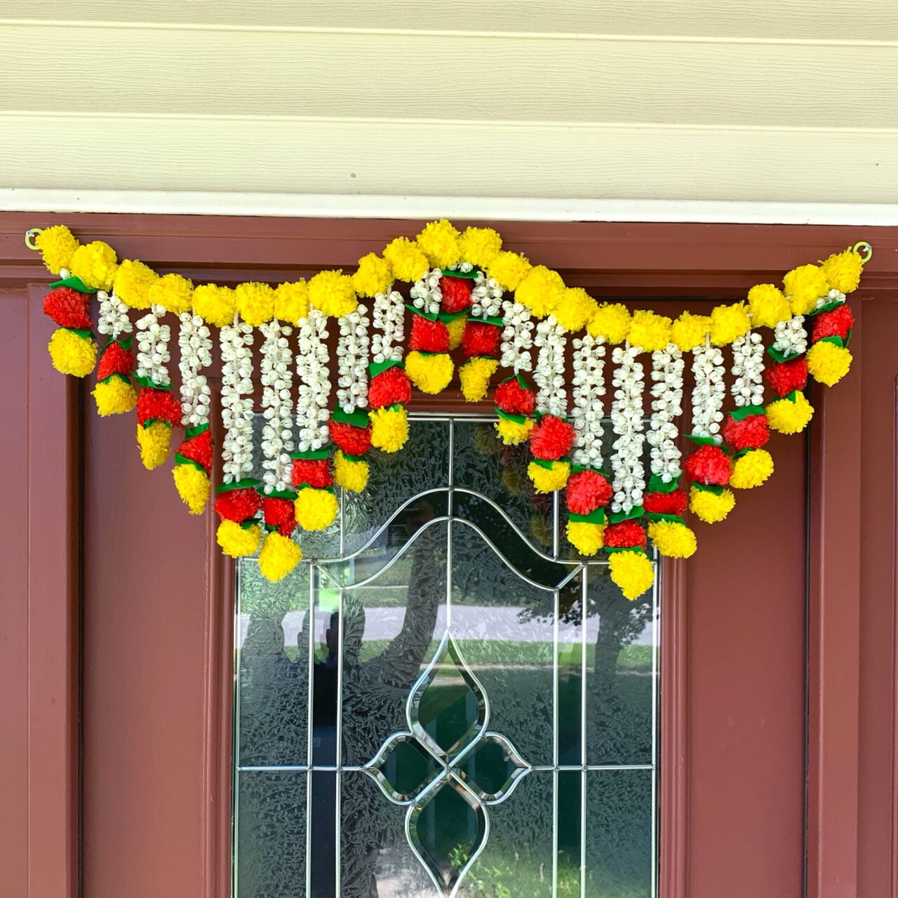 Marigold Jasmine Door Toran Hanging Valance Marygold Garland Mantle Window Decor Bandarwal Puja Diwali Decoration Day of the Dead Dia De Los Muertos Mexican Fiesta Halloween Decor (40 Inch)